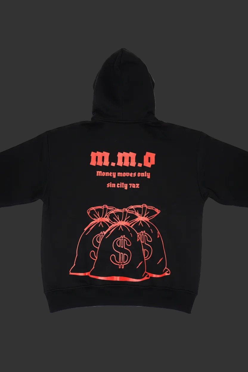 Money Moves Only Hoodie - Premium Streetwear (Red & Black)