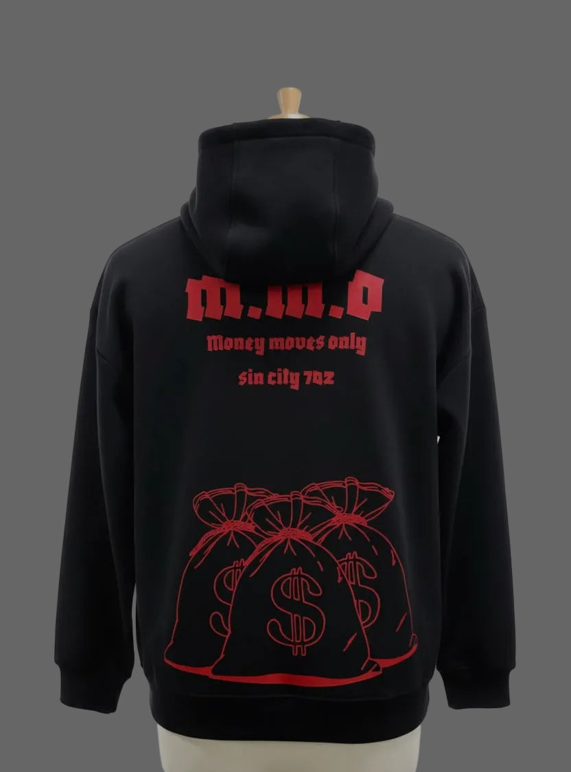 Money Moves Only Hoodie - Premium Streetwear (Red & Black)