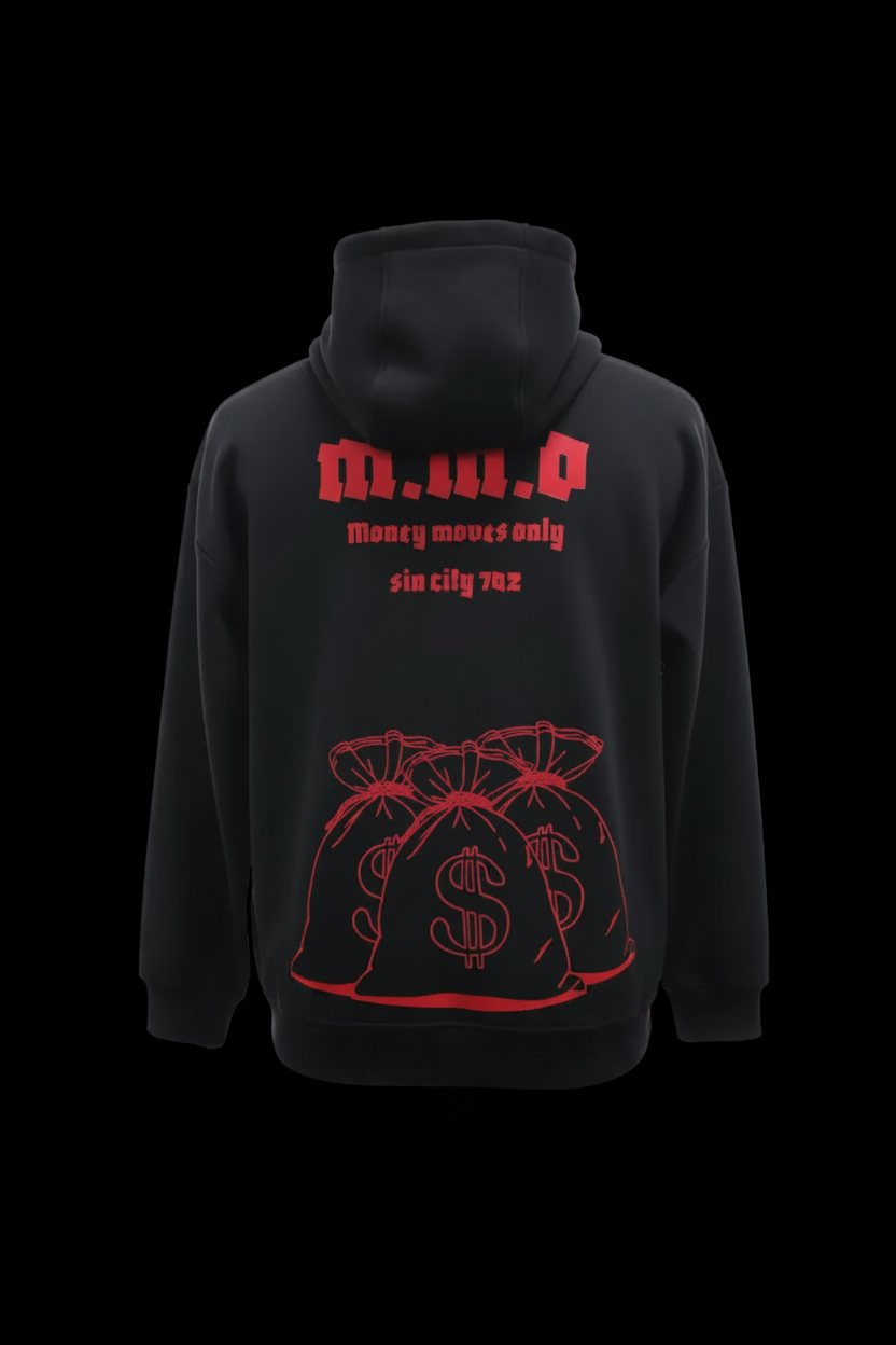 Money Moves Only Hoodie - Premium Streetwear (Red & Black)